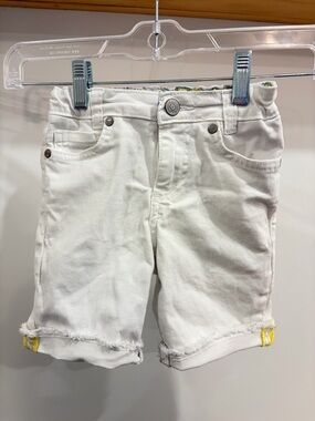 Boden White Denim Shorts with Yellow Trim — 6Y